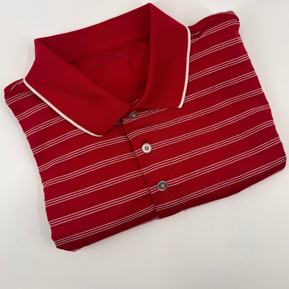 Callaway Men's Red White Striped Golf Polo Shirt Short Sleeve Collar Button XXL